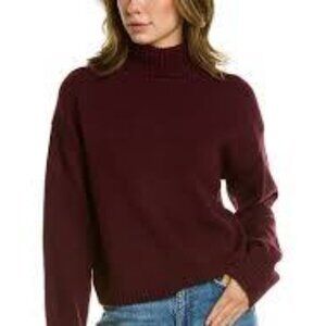 525 America Lace Back Turtleneck  Size L in‎ Wine NWT